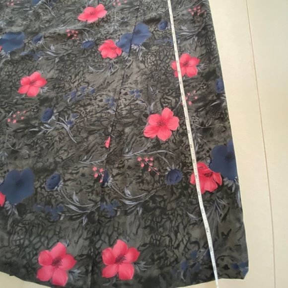 gloria vanderbilt vintage long grey pink floral wrap skirt sz M - Picture 3 of 4